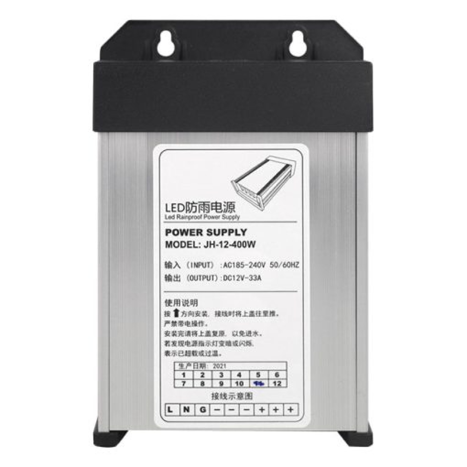 Power Supply 400W-12V/33.33A, 3-Pin Connector, LED Rain Proof, Switching Type J - Image 4