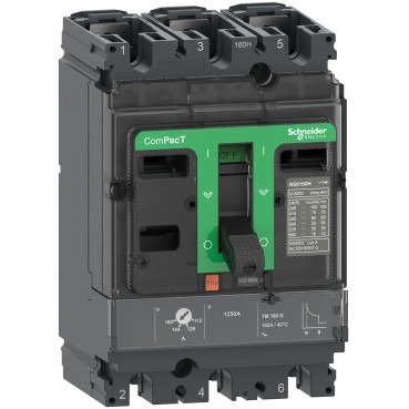 Schneider C16B3TM100 | Circuit breaker ComPacT NSX160B, 25kA at 415VAC, TMD trip unit 100A, 3 poles 3d