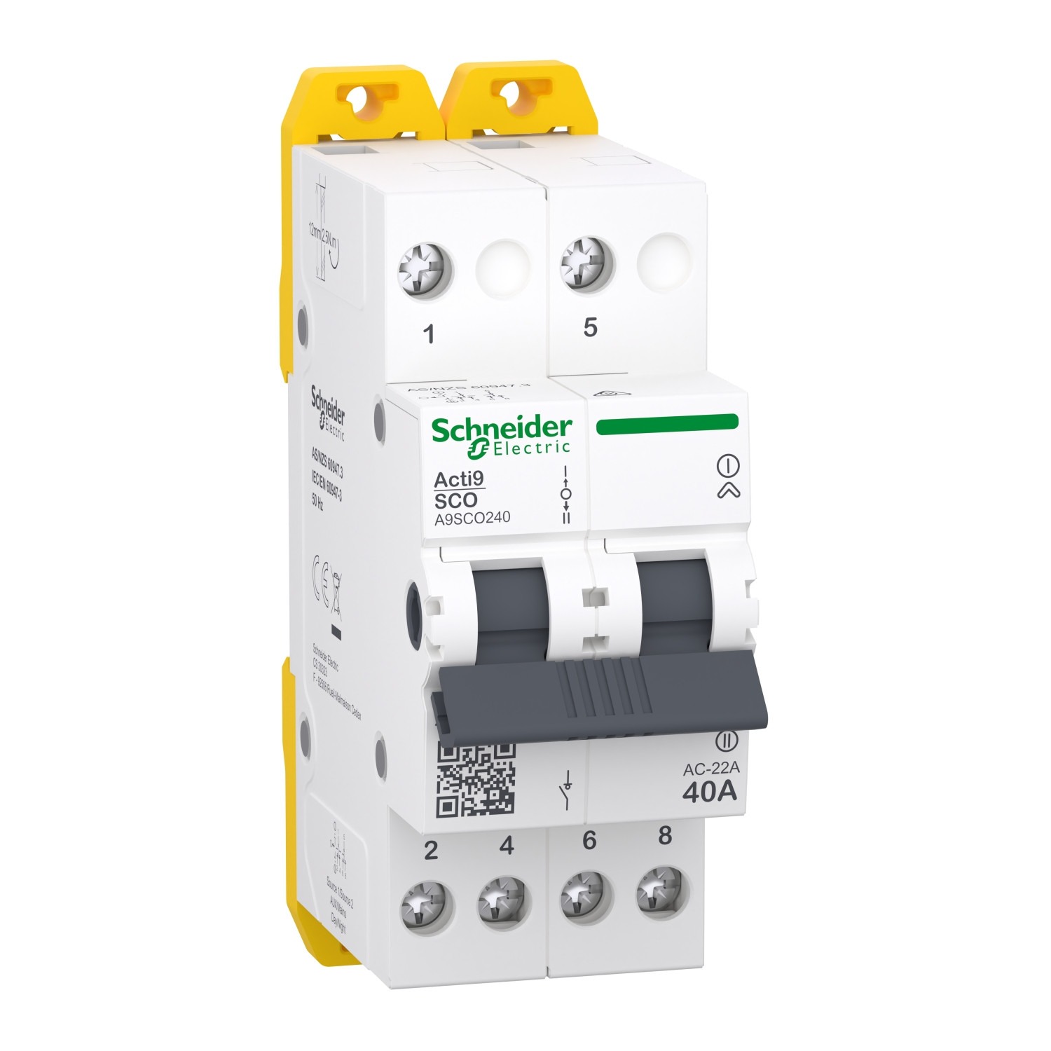 Schneider R9SCO240 | Changeover switch, Acti9, 2P, 40A, 400/415VAC