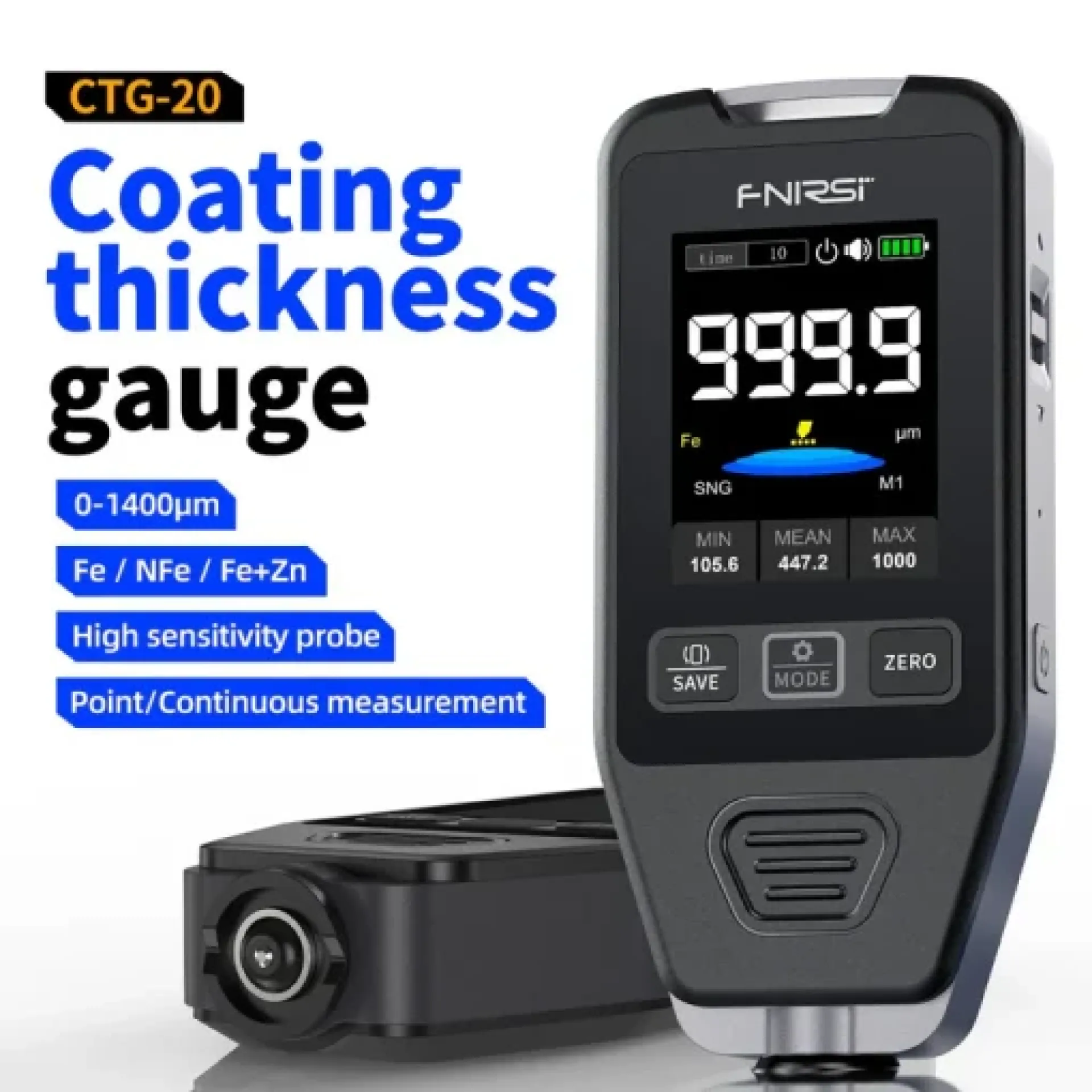 FNIRSI® CTG-20 Car Paint Coating Thickness Gauge - Image 3