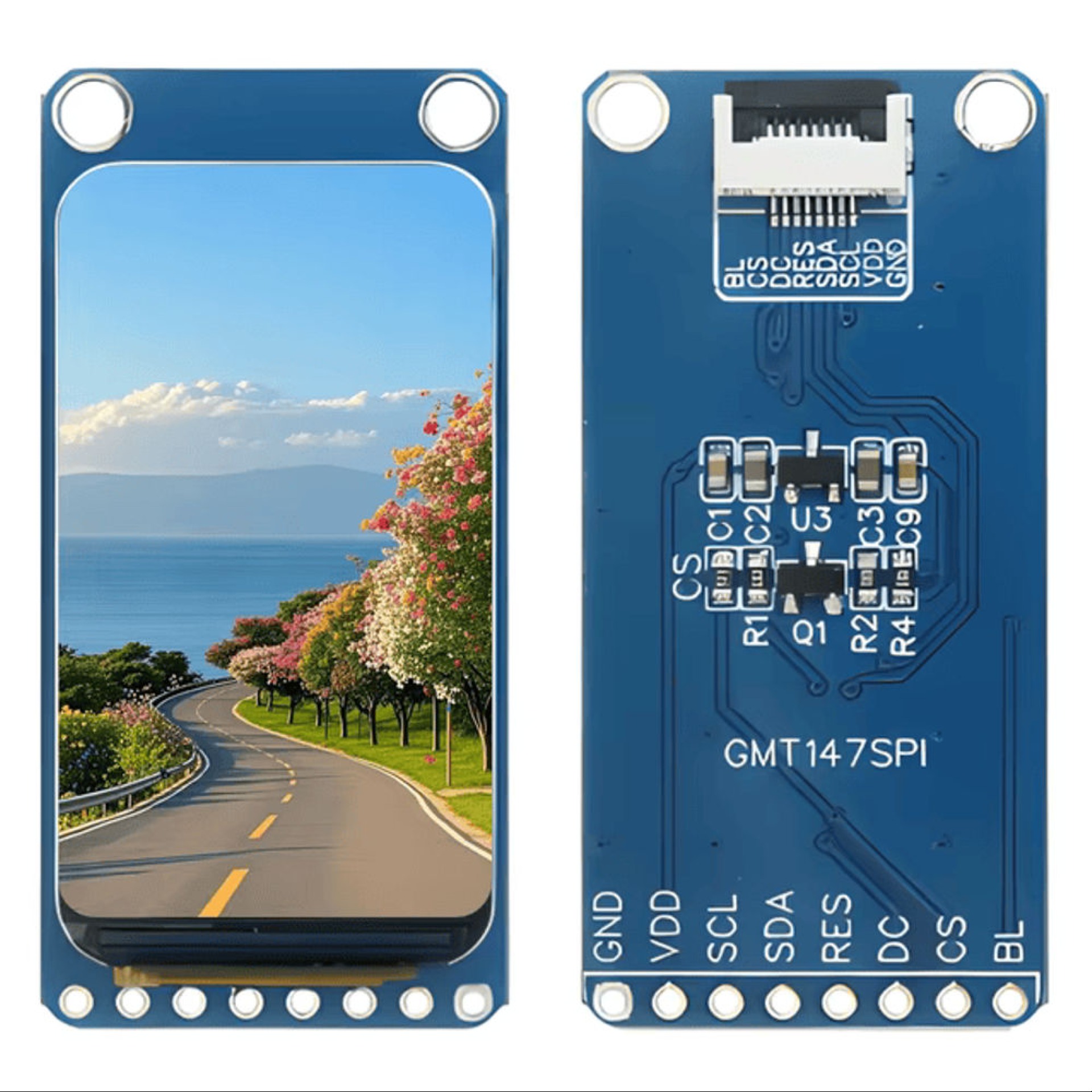 1.47-inch TFT color display with  172*320 dot matrix, driven by  ST7789, SPI interface