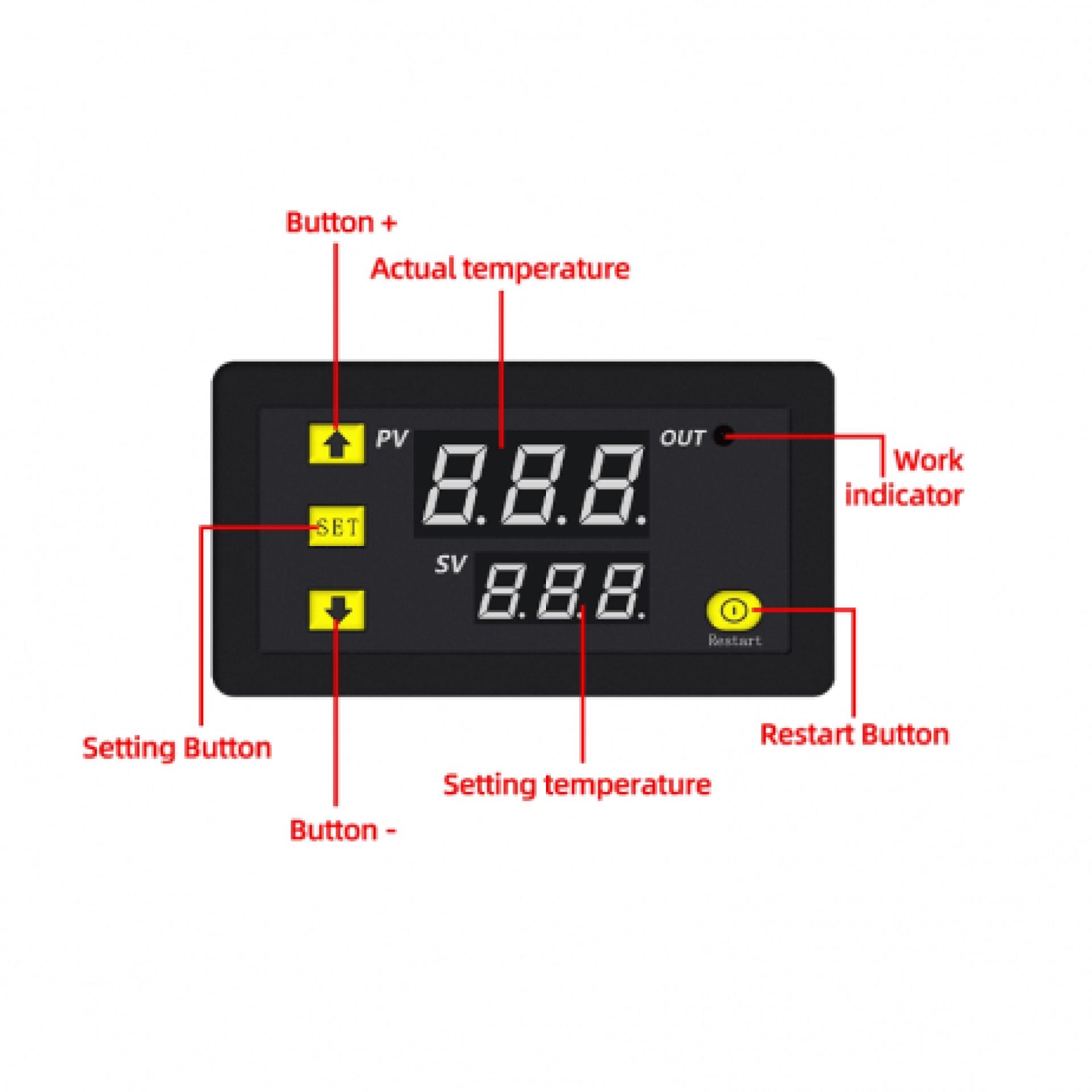 W3230 AC110-220V Digital Temperature Controller Microcomputer Thermostat Switch with 1m Cable - Image 5
