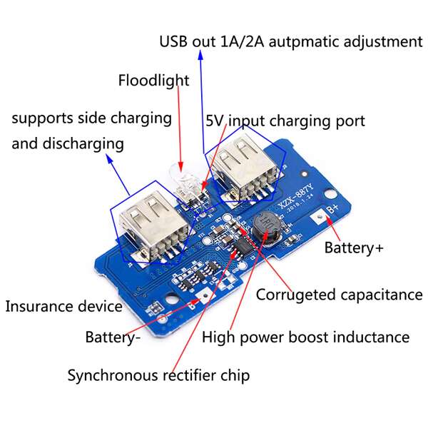 Power Bank Charger Module 5V 2A With Dual USB Power Bank Charger Module 5V 2A With Dual USB