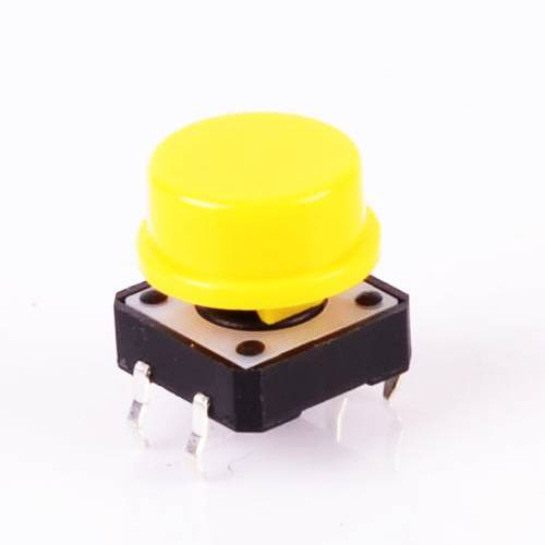 Press 4 Pin With Cap Push Button Yellow