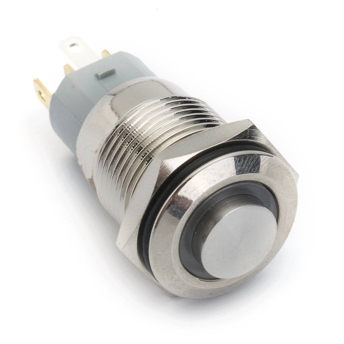 16mm 12V 5Pin Waterproof Metal On/Off Switch With White LED Ring