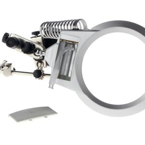 MG16129-A 90mm 2X / 21mm 6X Clamp Form Magnifier Soldering Stand With Two LED Lighting