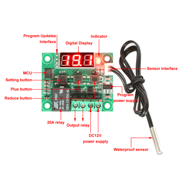 W1209 Thermostat Switch Plate High-precision Digital Temperature Control