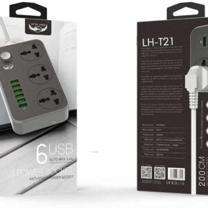 Power Strip Surge Protector with 3 Universal International Socket & Smart 6 USB Charging Ports 3.4A