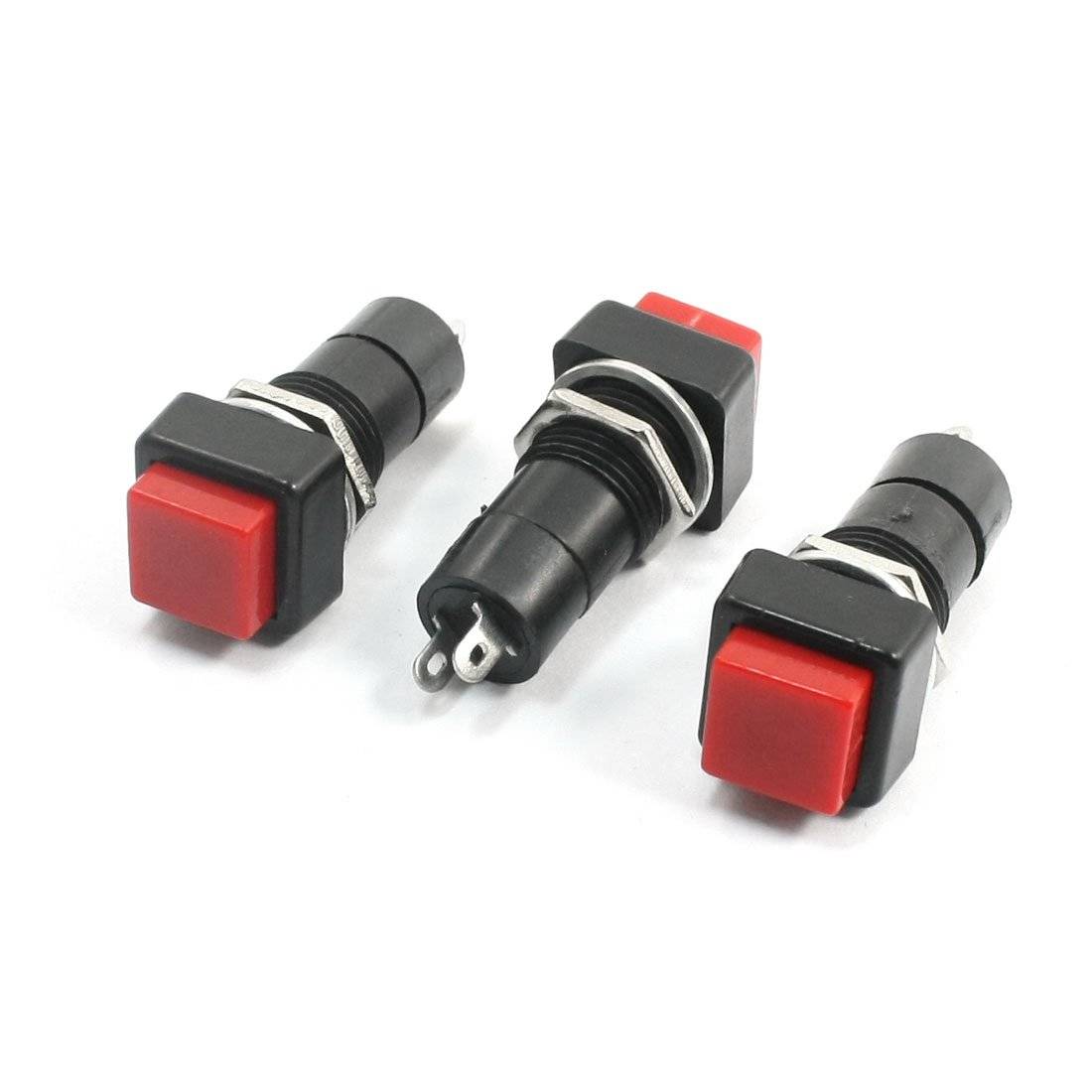 250V 3A SPST 2-Pin Red Square Head Push Button