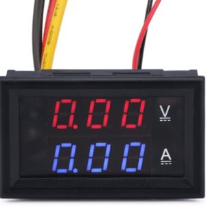 DC 0-100V 10A Digital Voltmeter Ammeter Dual Display Red/Blue