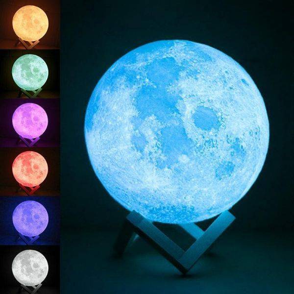 Moon Model 3d rechargeable led Luminous with built in bluetooth speaker multi colors Touch and remote control