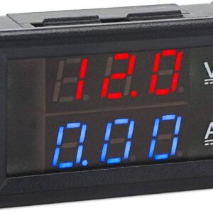 DC 0-100V 10A Digital Voltmeter Ammeter Dual Display Red/Blue