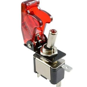 12V 20A LED Toggle Missile Switch with Transparent Red Cover