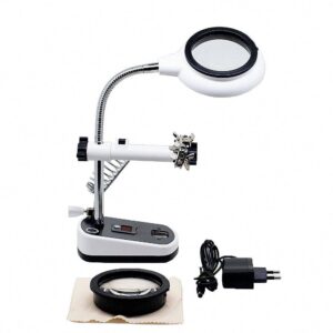 MG16075C-8L 8 LED Auxiliary Clip Magnifier Soldering Stand With Replaceable Lens