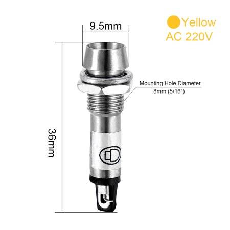 LED 220V Ac Yellow Panel Mounting Metal