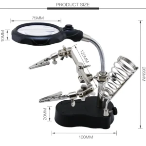 Helping Hand with LED Magnifying Glass & Soldering Iron Stand TE-801