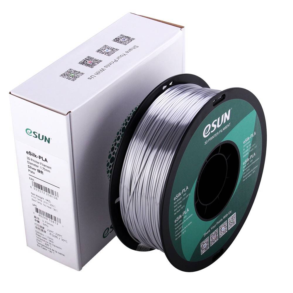 3D Printer Filament PLA+ eSUN 1.75mm 1Kg Silver