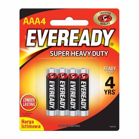 Eveready AAA 1.5V Four Batteries Black