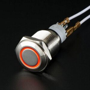 16mm 12V 5Pin Waterproof Metal On/Off Switch With Red LED Ring