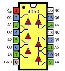 4050 DIP Hex Buffer / Converter (Non-Inverting)