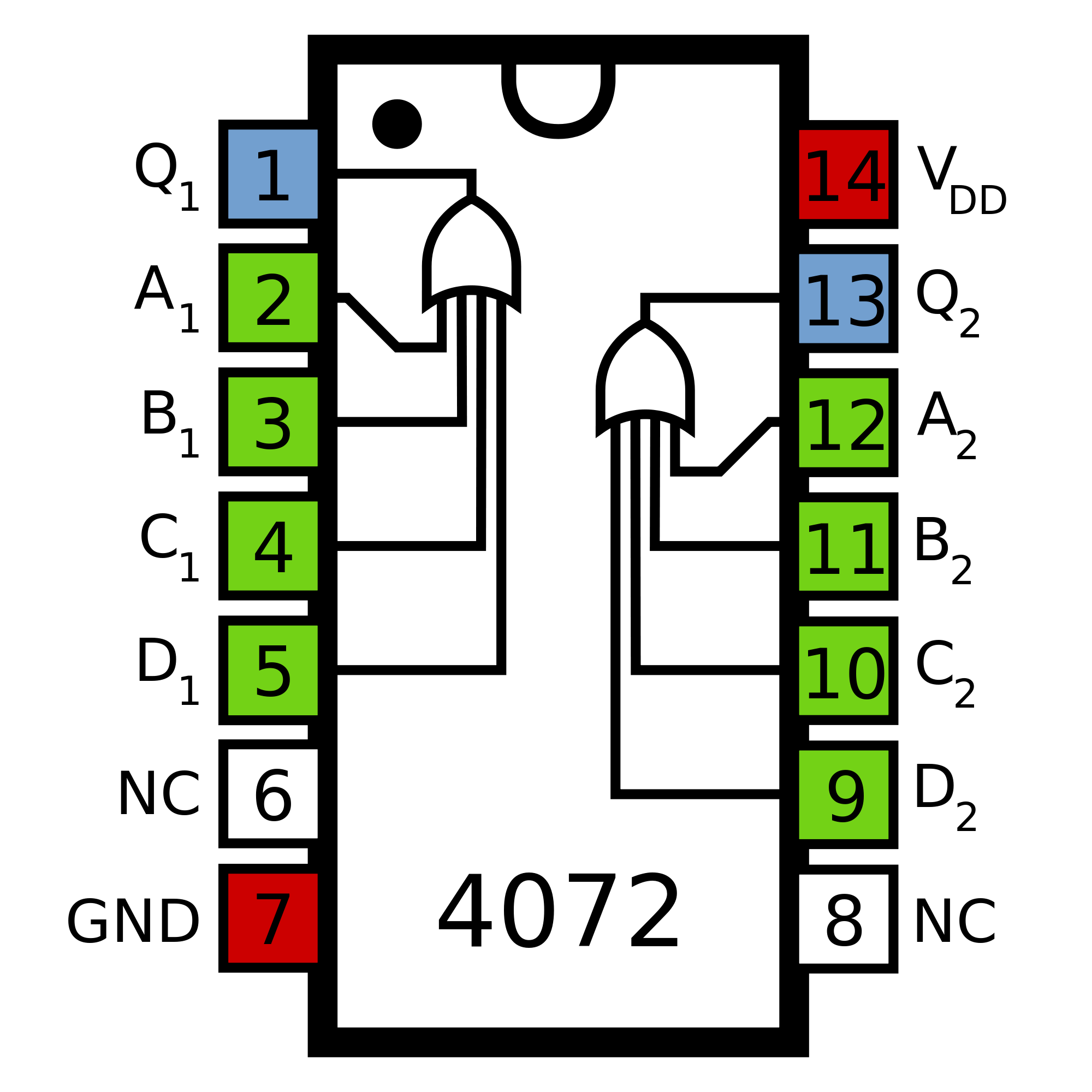 4072 DIP Dual 4-Input Or Gate