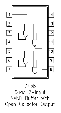 7438 DIP Quad 2-Input NAND Buffer With Open Collector Outputs