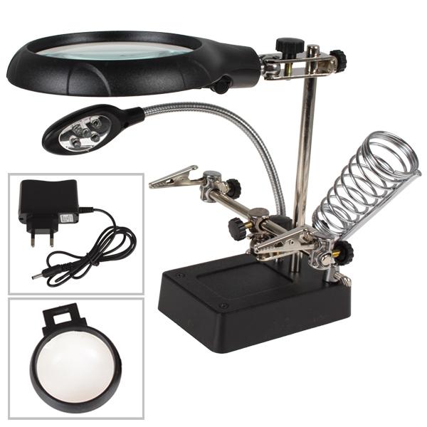 5 LED Auxiliary Clip Magnifier Soldering Stand AC/DC Interchangeable