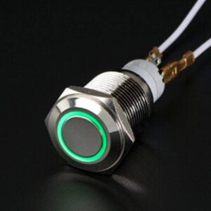 16mm 12V 5Pin Waterproof Metal On/Off Switch With Green LED Ring