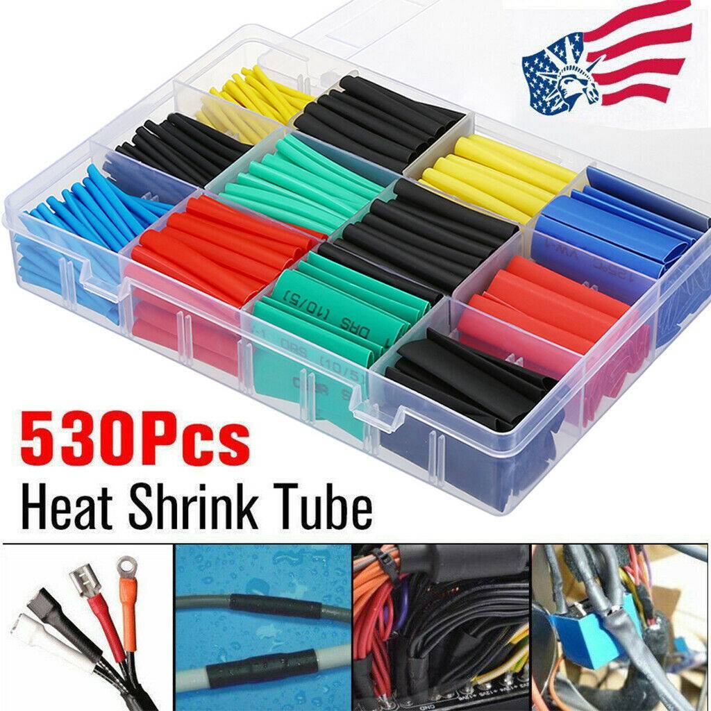 530 Pcs Heat Shrink Tubing Insulation Shrinkable Tube Assortment