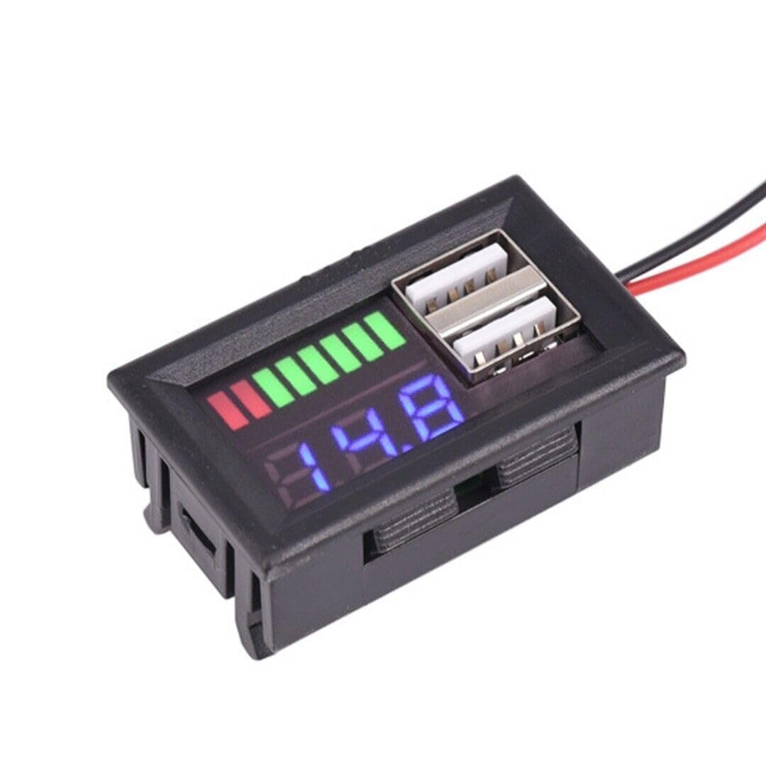 Digital Voltage & Battery Capacity Meter Panel For Lead Acid Battery 12V With Dual USB Output 5V 2A Digital Voltage & Battery Capacity Meter Panel For Lead Acid Battery 12V With Dual USB Output 5V 2A