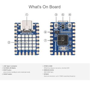 RP2040 Mini Development Board 5 × 5 RGB LED Matrix Development Board Module