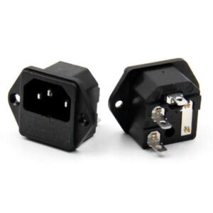 AC Power Socket 3 Pin Male Plug Connector 10A 250V With Fuse Compartment