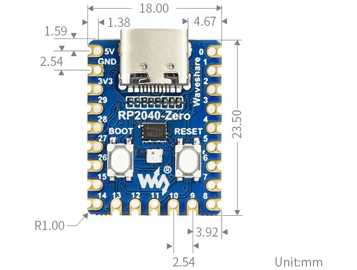 Waveshare RP2040-Zero Raspberry Pi MCU Waveshare RP2040-Zero Raspberry Pi MCU