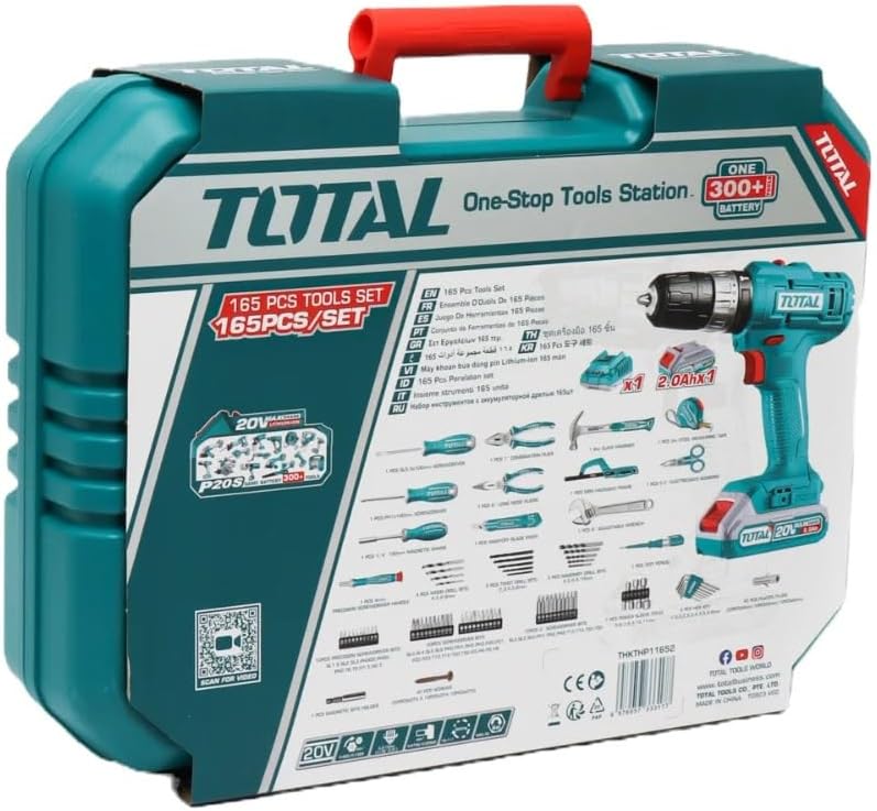 Super Total 165-Piece Tool Set with 20V Cordless Impact Drill